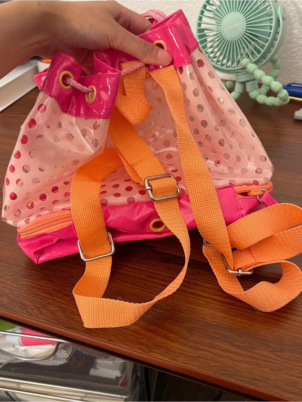 Minnie Mouse Pink Clear Drawstring Beach Bag